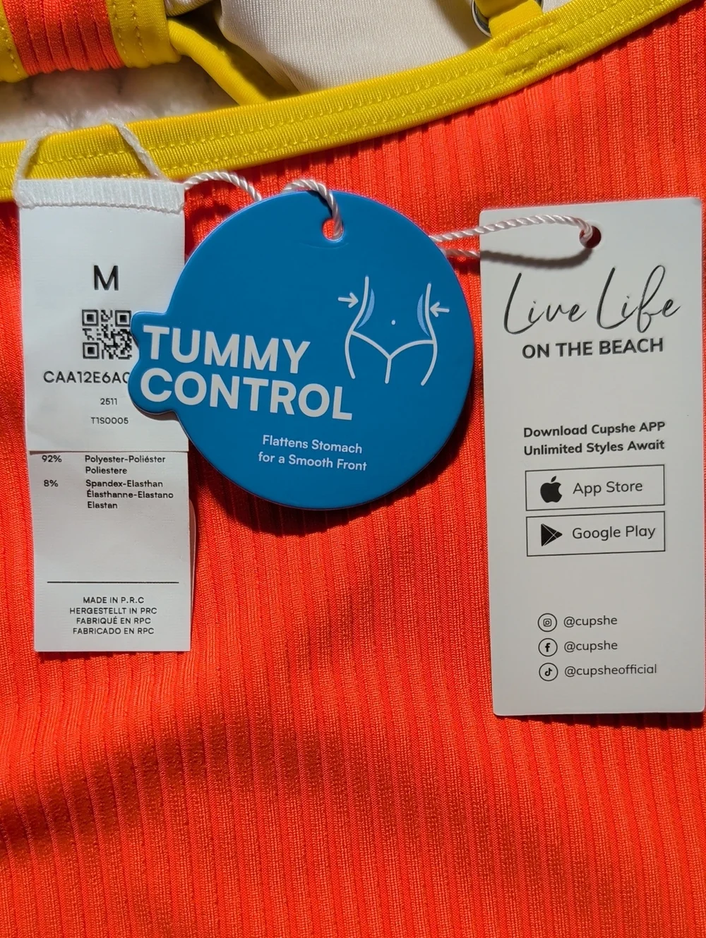 Cupshe Bright Sunset Tummy Control One Piece Swimsuit - Picture 8 of 11